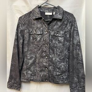 Chico's faux snake print Charcoal and Light Gray  winter Fall Jacket.        X7